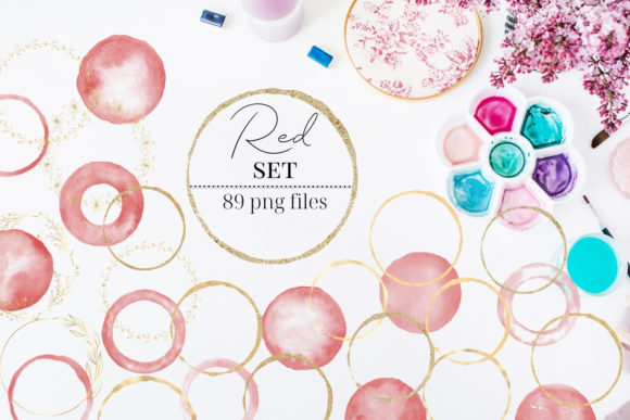 Mastering Digital Elegance: A Guide to Gold Circles, Red Watercolor Elements, and Logo Branding