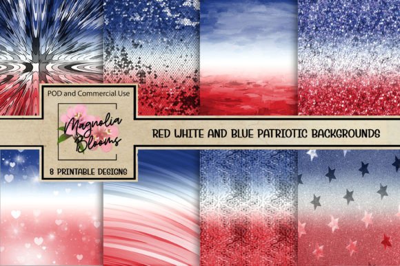 Red White Blue USA Glitter Patriotic Digital Textures for Creative Projects