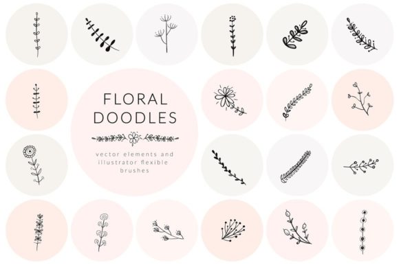 Strategic Branding with Hand Drawn Floral Doodles Vol.3. Brushes