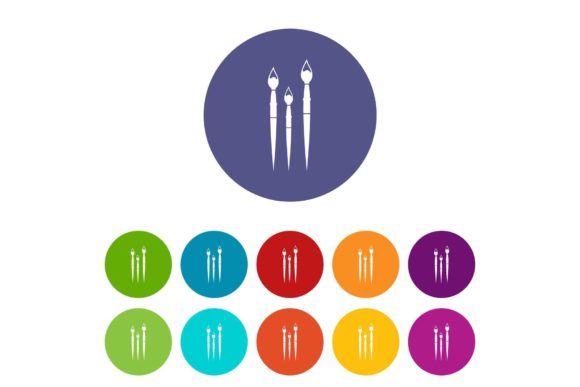 Three Brushes for Painting Set Icons